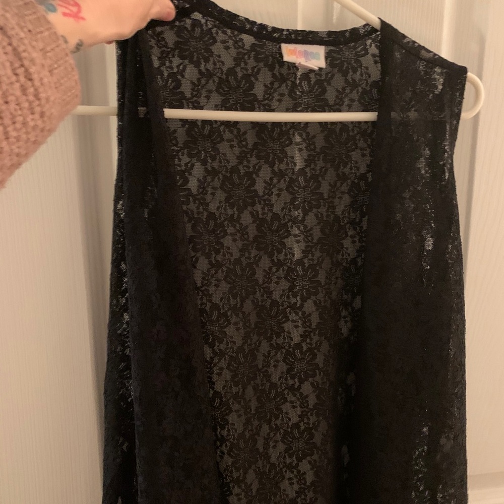 Beautiful new black lace vest lularoe